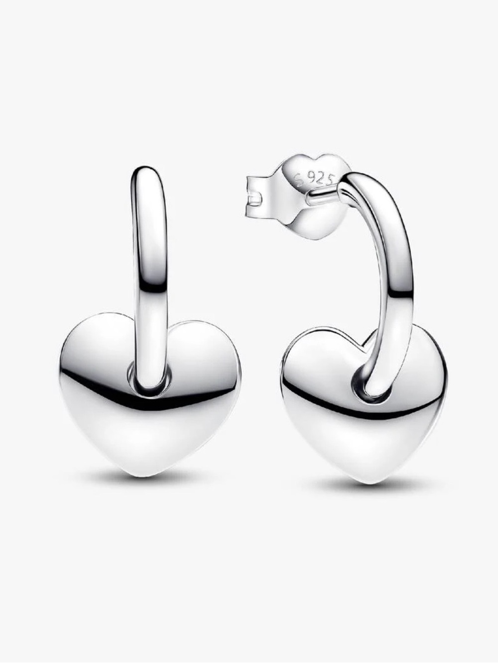 Pandora Open Hoop Heart Drop Stud Earrings